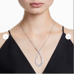 Swarovski Hyperbola pendant Mixed cuts, Infinity, White, Rhodium plated